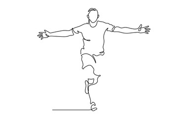 one line drawing of happiness man running illustration