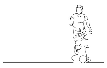 continuous line drawing of man playing soccer illustration