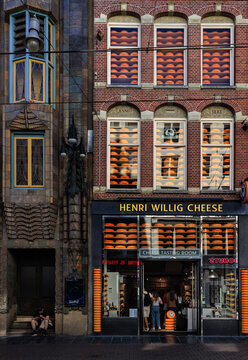 AMSTERDAM, NETHERLANDS - 31, August 2022: Henri Willig Cheese shop in Amsterdam