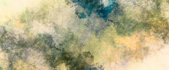 Abstract watercolor background with space. Beautiful green and dark blue ocean background. Blue concrete wall. Abstract metal rust grunge texture. Colorful Stained stony rusty wall background.