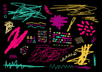 Collection of abstract hand drawn creative graphic element