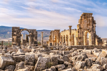 View at the ruins of Basilica building of ancient town Volubilis - Morocco - 538514421