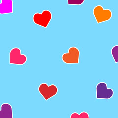 Much red hearts on a light background. Seamless jpeg background from hearts of the different sizes. template, pattern repeated. jpg pattern with heart. Love romantic and Valentine Day
