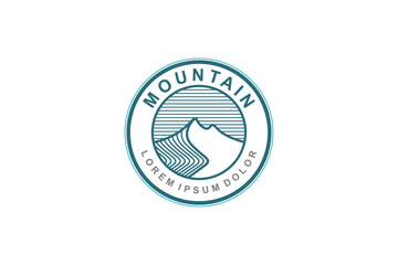 Mountain logo design striped line shape adventure park outdoor illustration icon symbol