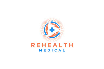 Medical health care logo design red cross hospital clinic wellness icon symbol
