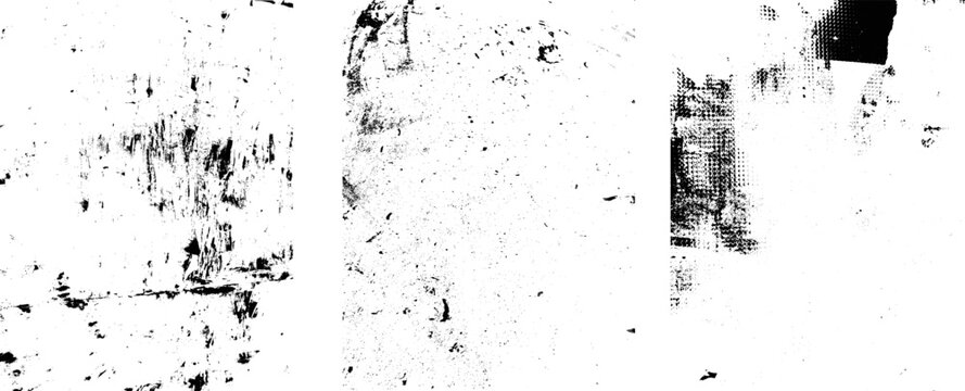 Grunge Urban textures set. Three vector textures.Dust Overlay Distress Grain ,Simply Place textures over any Object to Create grungy Effect .abstract,splattered , dirty, texture for your design. 