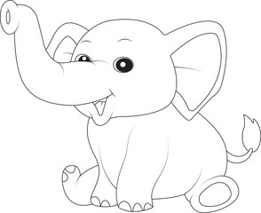 funny elephant coloring page for kids