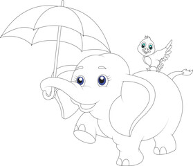 funny elephant coloring page for kids