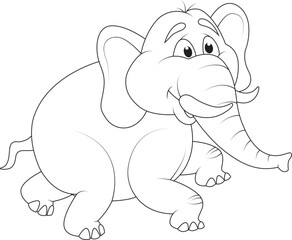 funny elephant coloring page for kids