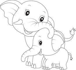 funny elephant coloring page for kids