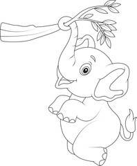 funny elephant coloring page for kids