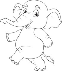 funny elephant coloring page for kids