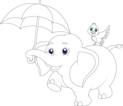 funny elephant coloring page for kids