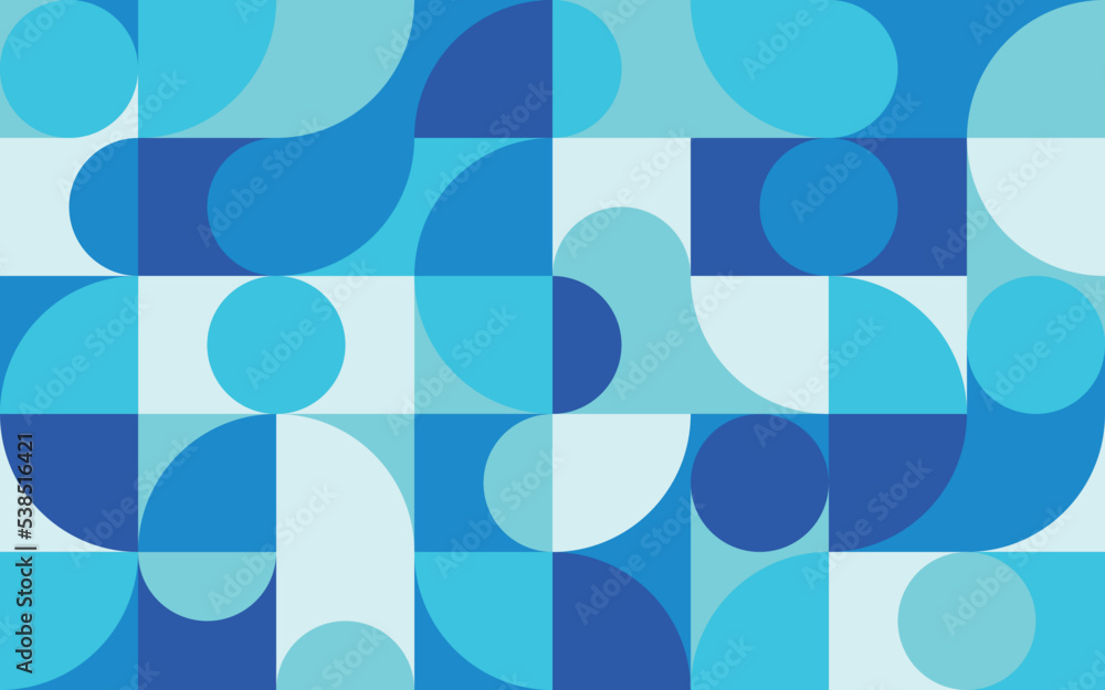 Wall mural geometric abstract seamless pattern with colorful rounded tiles endless ornament texture. modern vec