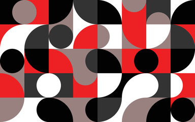Geometric abstract seamless pattern with colorful rounded tiles endless ornament texture. Modern vector background.