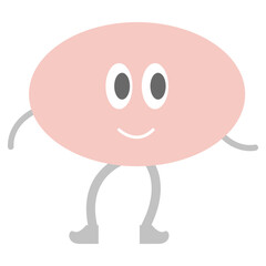 Ellipse cartoon geometric shape for kids to learn basic math education with smiley face character illustration for kindergarten, preschool and Montessori children.