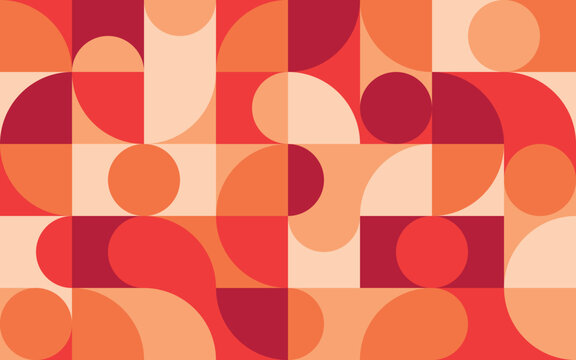 Geometric abstract seamless pattern with colorful rounded tiles endless ornament texture. Modern vector background.