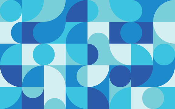 Geometric abstract seamless pattern with colorful rounded tiles endless ornament texture. Modern vector background.