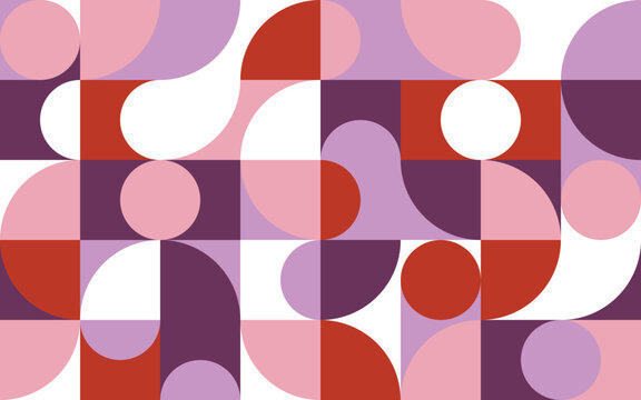 Geometric abstract seamless pattern with colorful rounded tiles endless ornament texture. Modern vector background.