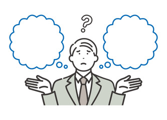 選択に悩むビジネスマン　空白の吹き出し