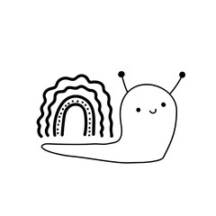 cute snail insect with rainbow