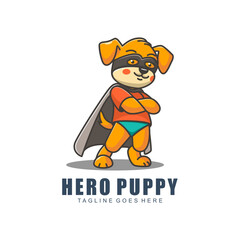 cute hero puppy character mascot design