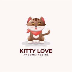 cute kitty love character mascot design