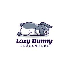 cute lazy bunny character mascot design