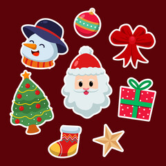 Hand drawn christmas characters and elements sticker