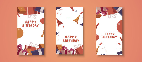 Creative Story Package Happy birthday. Social Media Templates soft color