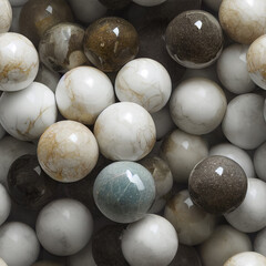 3D-image of natural colored marble balls, seamless pattern