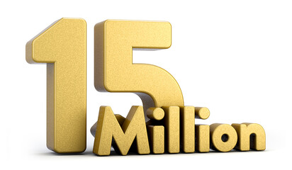3d golden 15M isolated on background. 3d illustration.	