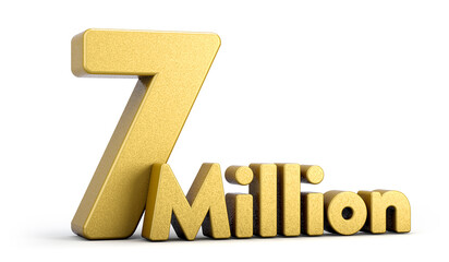 3d golden 7M isolated on background. 3d illustration.	