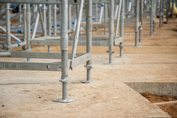 Support scaffolding system at bridge construction.