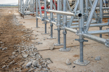Support scaffolding system at bridge construction.