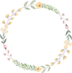 watercolor floral and leafs wreath