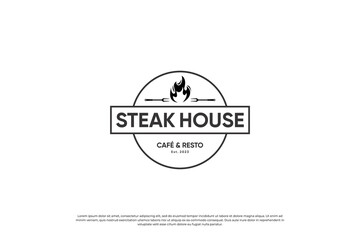 steak house emblem logotype with vintage style.