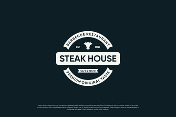 Vintage label steak house logo vector.