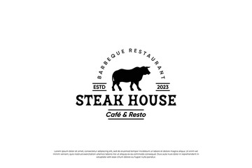 Steak house, barbecue and grill logo design. Retro label for restaurant.