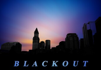 Night city silhouette without electricity european energy crisis 2022 blackout concept