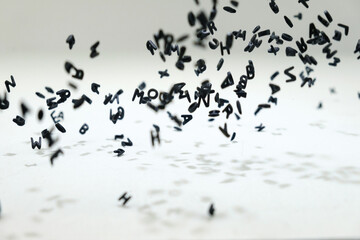 Letters of the alphabet in levitation in the air