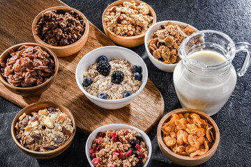 Composition with different sorts of breakfast cereal products