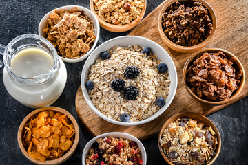 Composition with different sorts of breakfast cereal products