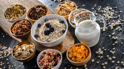 Composition with different sorts of breakfast cereal products