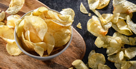 Composition with a bowl of potato chips
