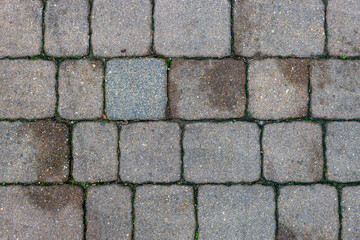 Paving stones street. Top view texture.