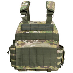 Bullet-proof vest or military unloading vest, with pockets for, camouflage, reverse side, on a...