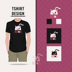 Meow t shirt design vector illustration