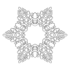 Christmas snowflake. A vintage six-beam snowflake. Complex circular ornament. Mandala pattern. Symmetrical beautiful rays. A template for a holiday. Isolated drawing PNG