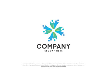 Creative colorful human unity logo design.